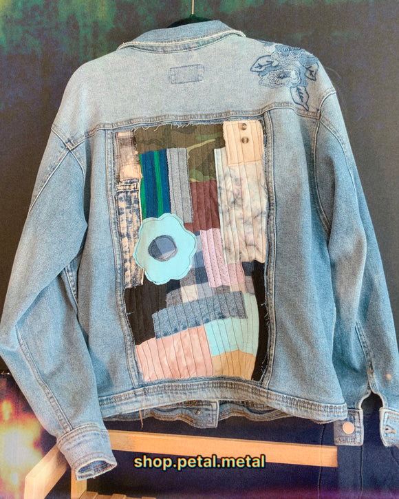 Patchwork reworked Jean jacket MED