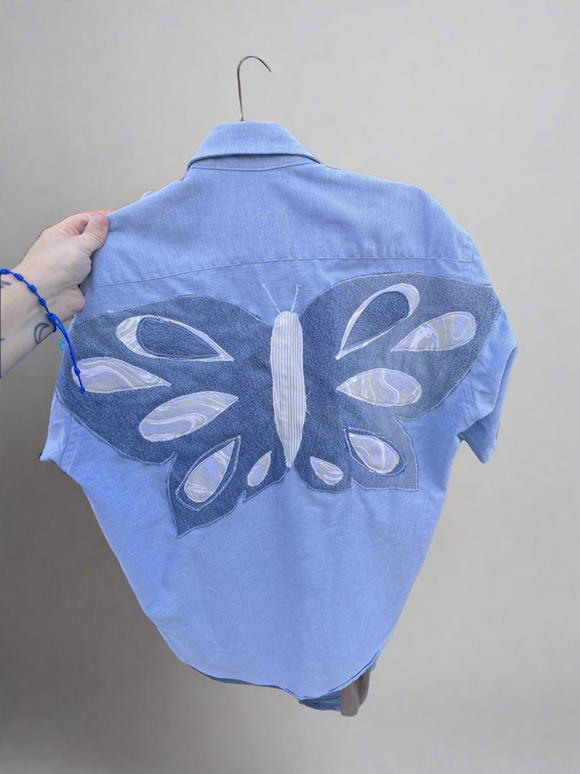 Jean butterfly button up reworked LG