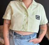 Take it easy button up reworked crop top medium