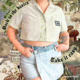 Take it easy button up reworked crop top medium