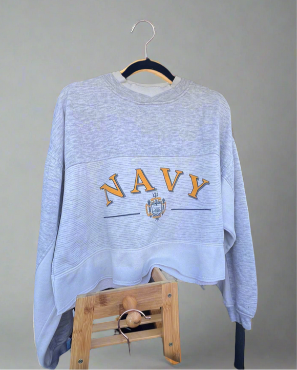 VTG 90s navy cropped sweater XL