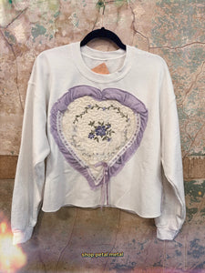 Quilt heart reworked sweatshirt XL