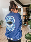 Reworked trippy eye 70s bomber jacket LG/XL