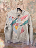 Quilt bow reworked sweatshirt XL