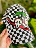 Ghost face hand painted checkered hat