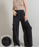 Mineral wash linen cargo pants