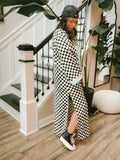 Checkered long kimono