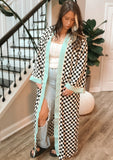 Checkered long kimono