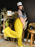 Summer nights wide leg pants in gold wasabi