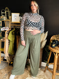 Summer nights wide leg pants in olive