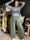 Summer nights wide leg pants in olive