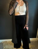 Black velvet wide leg leggings