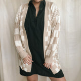 Latte checkered relaxed cardigan