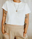 Crop raw hem boxy tee