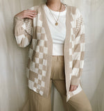 Latte checkered relaxed cardigan