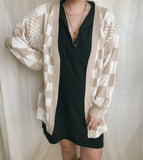 Latte checkered relaxed cardigan