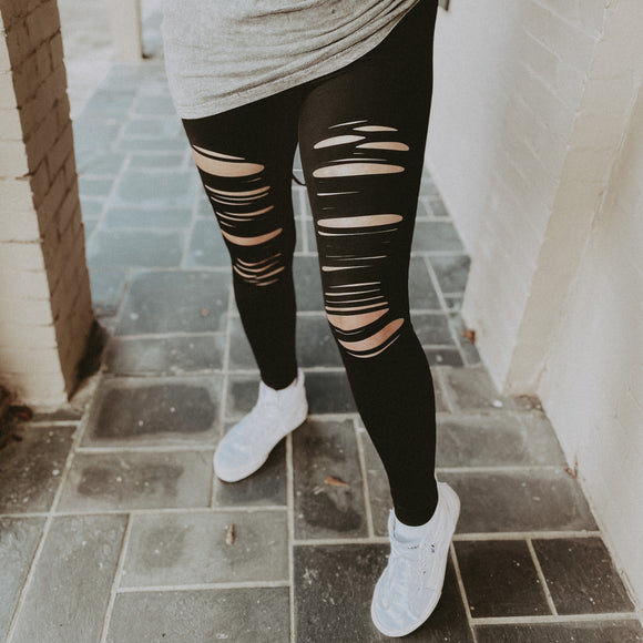 Laser cut athletic leggings