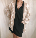 Latte checkered relaxed cardigan